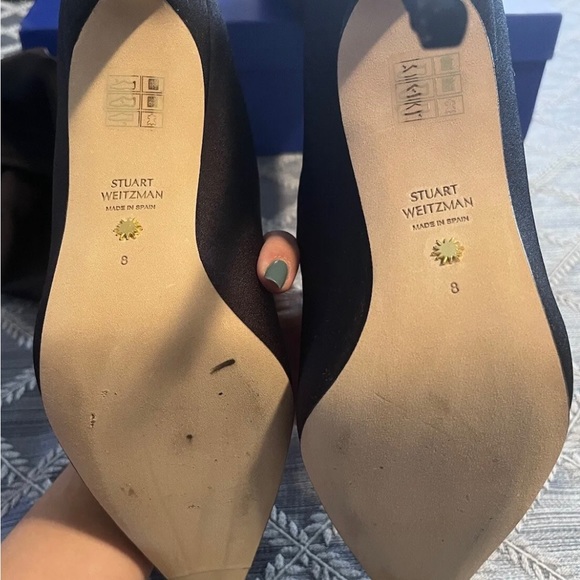 👠 👢 STUART WEITZMAN BLACK STRETCH SATIN HIGH BOOT NEW WITH BOX SIZE 8 - Picture 8 of 16